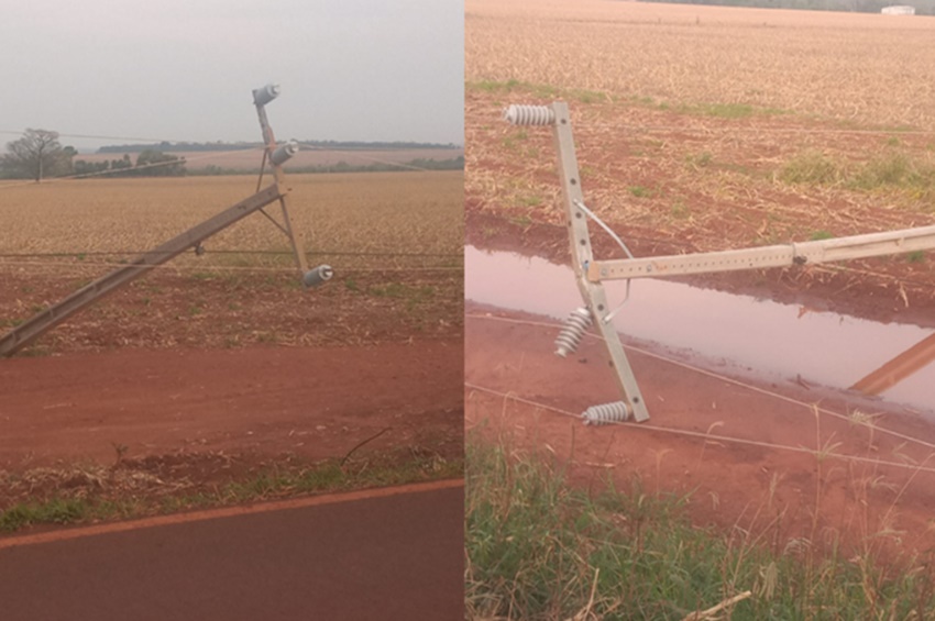 Vereador cobra explicação, remoção e troca de postes caído na MS/156 sentido Montese